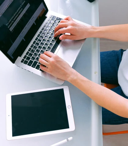 A person working on a laptop