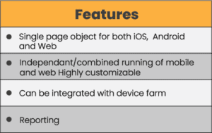 Features of TA's test automation framework