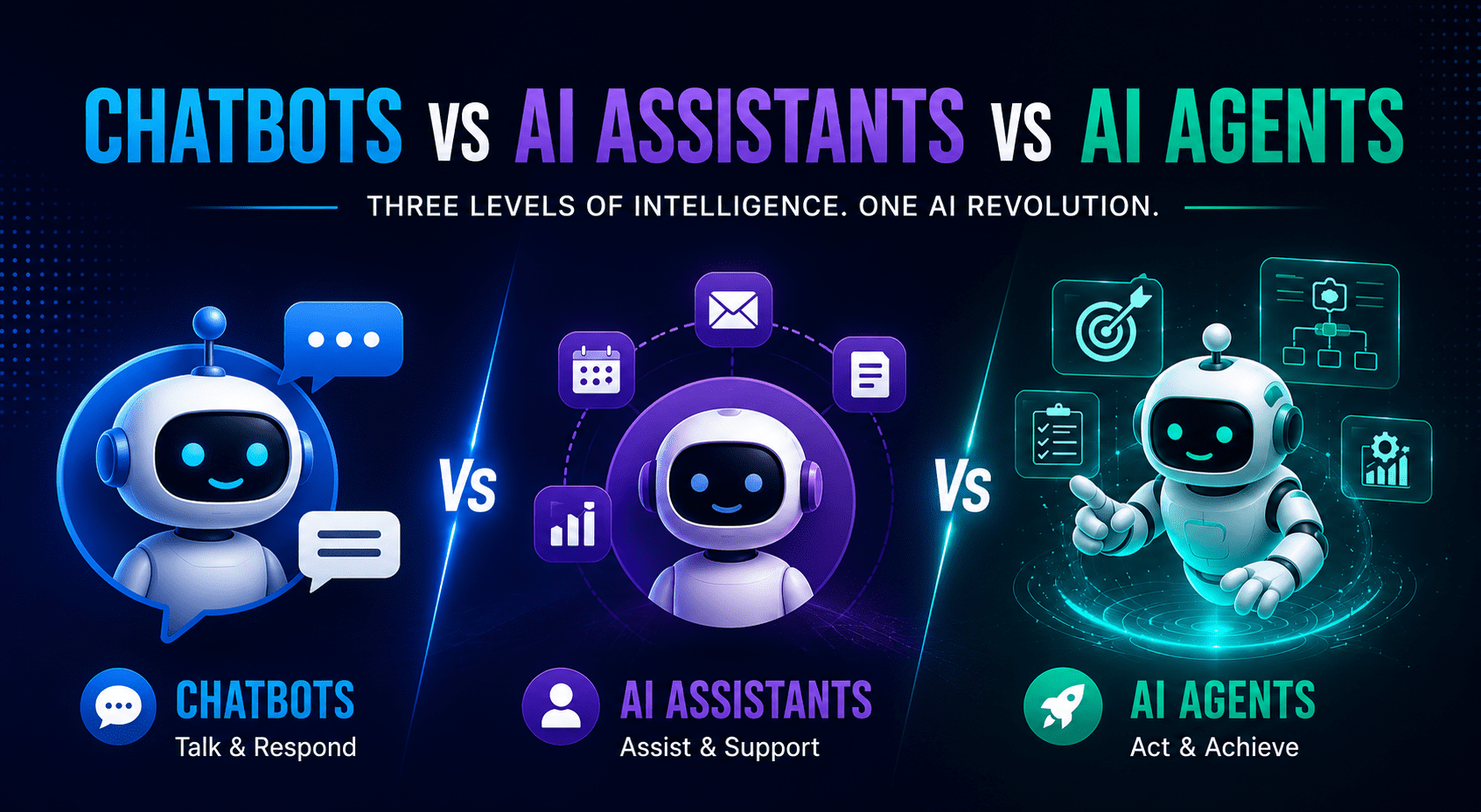 AI Chatbots vs AI Assistants vs AI Agents